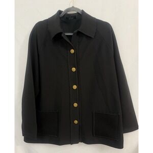 VTG Hedy Knits of California Black Button-Up Cardigan Sweater Jacket Womens 3XL
